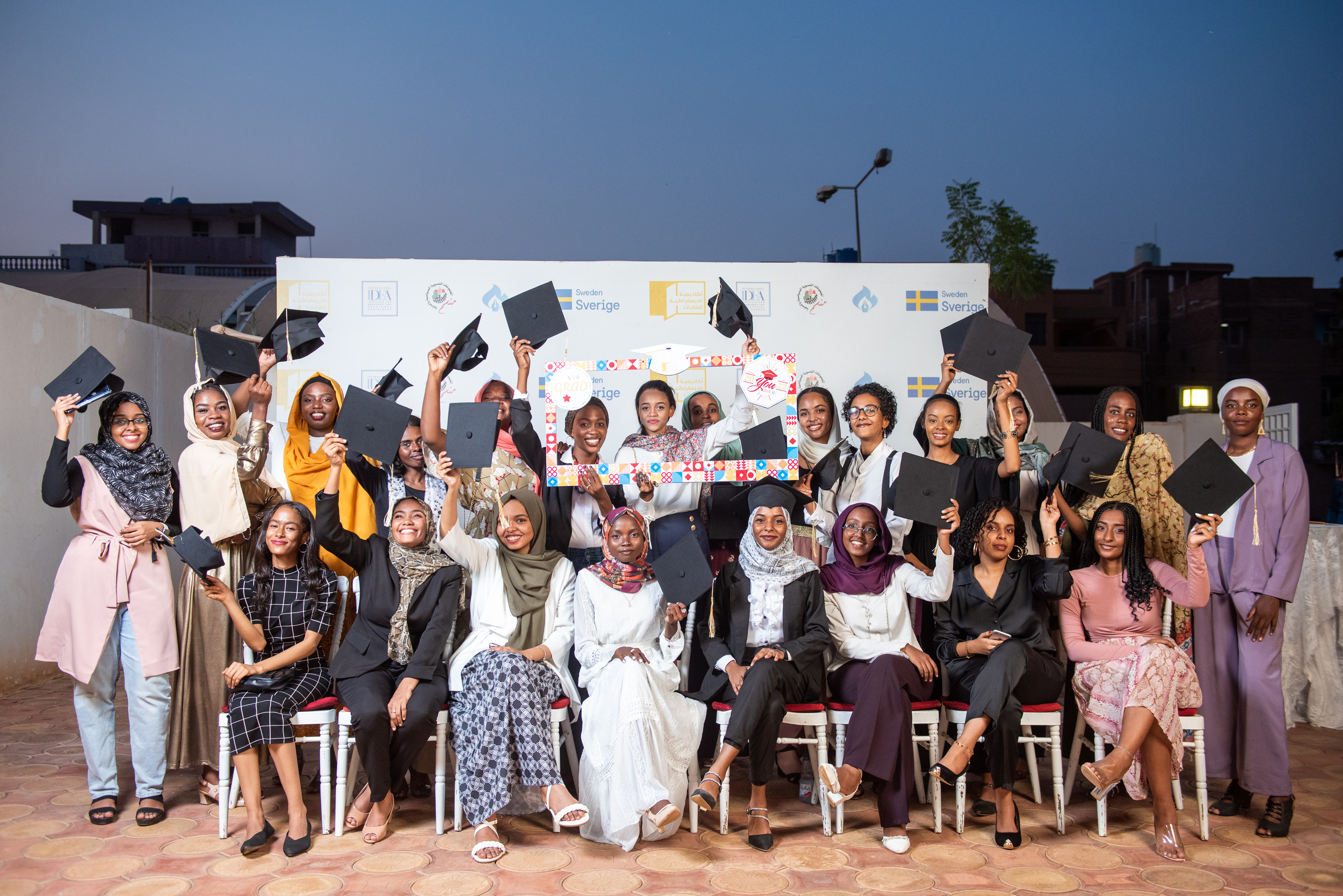 The first cohort of the Young Women Democracy Academy at a graduation event co-hosted by International IDEA Sudan’s Programme in August 2022.